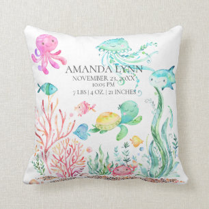 Unter dem Meer Baby Birth Stats Pillow Kissen