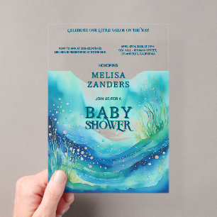 Unter dem Meer Baby Junge Süße Wasserfarbe Blasen Acryleinladungen