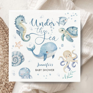 Unter dem Meer Baby Shower Blau Junge Wasserfarbe Serviette