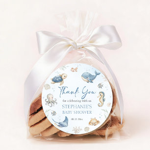 Unter dem Meer Baby Shower Danke Favor Klassiker Runder Aufkleber