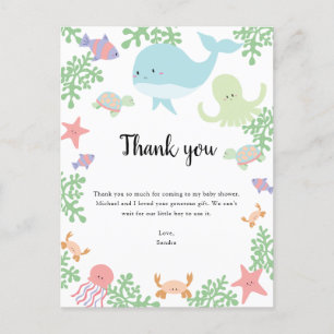 Unter dem Meer Baby Shower Danke Kawaii Pastell Postkarte