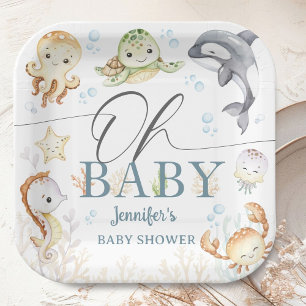 Unter dem Meer Baby Shower Geschlechtsneutraler Oz Pappteller