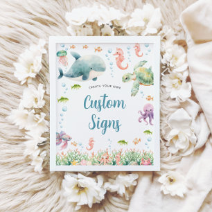 Unter dem Meer Baby Shower Individuelles Schild