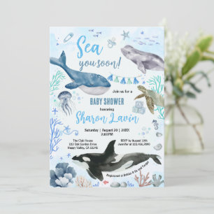 Unter dem Meer Baby Shower Junge Blau Einladung