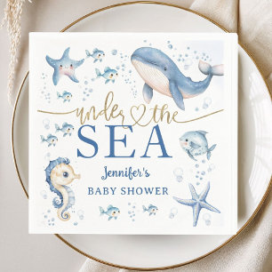 Unter dem Meer Baby Shower Junge Blau Ozean Papier Serviette