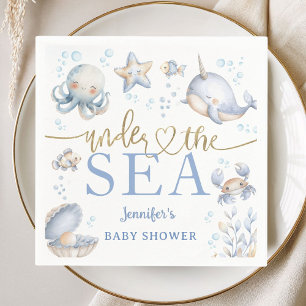 Unter dem Meer Baby Shower Junge Blau Papier Serviette