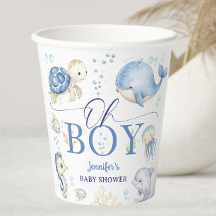 Unter dem Meer - Baby Shower Junge Blau Pappbecher