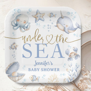 Unter dem Meer Baby Shower Junge Blau Pappteller
