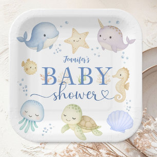 Unter dem Meer Baby Shower Junge Ozean Papier Pappteller