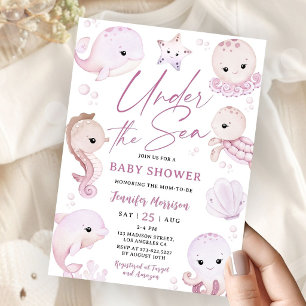 Unter dem Meer Baby Shower Mädchen Rosa Ozean Einladung