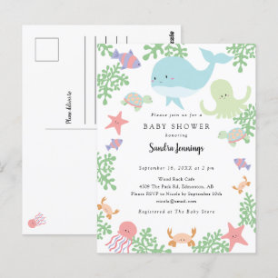 Unter dem Meer Baby Shower Süße Pastell Kawaii Postkarte