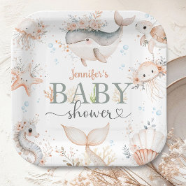 Unter dem Meer Babydusche Mädchen rosa Ozean Pappteller