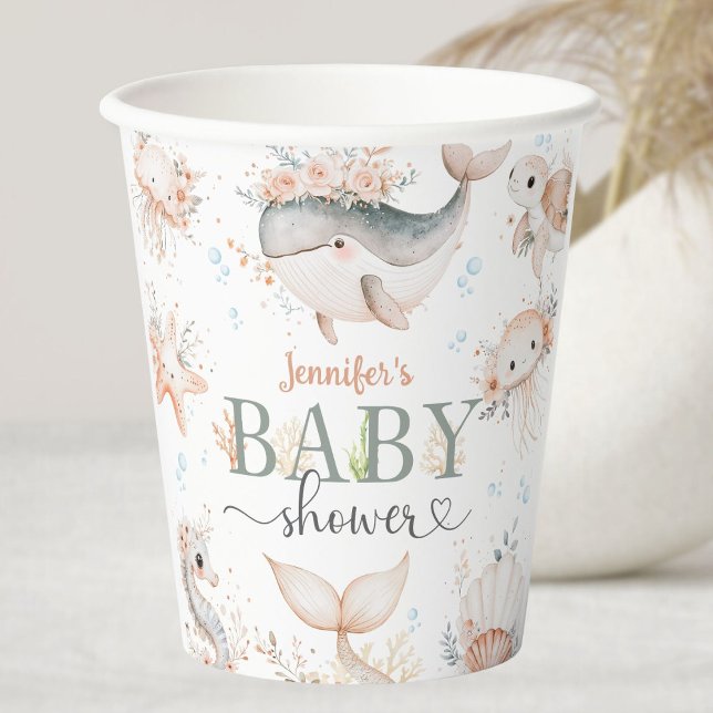 Unter dem Meer Babydusche rosa Meer Pappbecher (Von Creator hochgeladen)