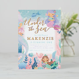 Unter dem Meer Birthday Meerjungfrau Folieneinladung