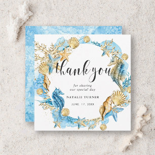 Unter dem Meer Blau & Gold Vielen Dank Square Card Dankeskarte