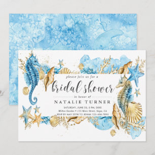 Unter dem Meer Blauen und Gold Bridal Dusche Einla Einladung