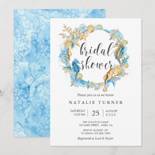 Unter dem Meer Blauen und Gold Bridal Dusche Einla Einladung