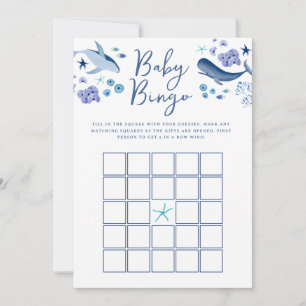 Unter dem Meer Blaues Jungen-Wal-Baby-Bingo-Spiel Einladung