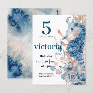 Unter dem Meer Blue Beach Whale babyShower Postkarte