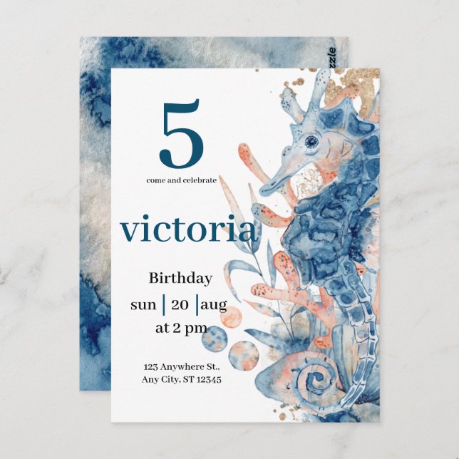 Unter dem Meer Blue Beach Whale babyShower Postkarte (Vorne/Hinten)