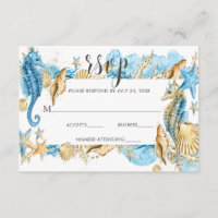 Unter dem Meer Blue Gold White Summer Wedding RSVP