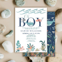 Unter dem Meer Blue Watercolor Oh Boy Baby Shower
