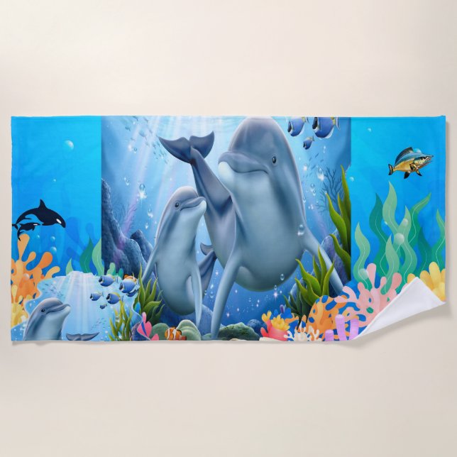 Unter dem Meer Dolphin Beach Handtuch (Vorderseite)
