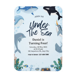 Unter dem Meer Dolphin Shark Whales Geburtstagskin Magnet