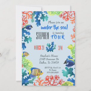 Unter dem Meer Einladung eines Kindes zum Geburtst