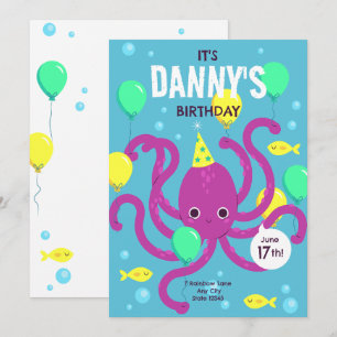 Unter dem Meer Einladung, Oktopus Geburtstag Einladung