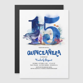Unter dem Meer einzigartig Quinceanera 15. Geburts Magneteinladung