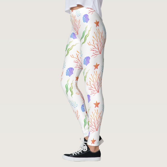 Unter dem Meer farbige Coral Starfish Seashell Leggings (Links)