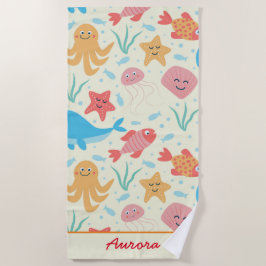 Unter dem Meer Funny farbenfrohe Kreaturen Custom Strandtuch
