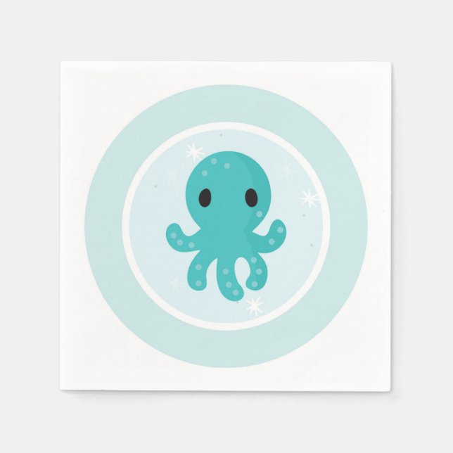 Unter dem Meer Geburtstagsparty Octopus Serviette (Vorderseite)