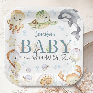 Unter dem Meer - Geschlechtsneutrale Babyparty im Pappteller