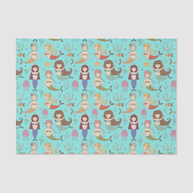 Unter dem Meer glückliche Meerjungfrau tut, was di Seidenpapier (Vorderseite)