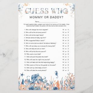 Unter dem Meer "Guess Who" Baby Shower Game Flyer