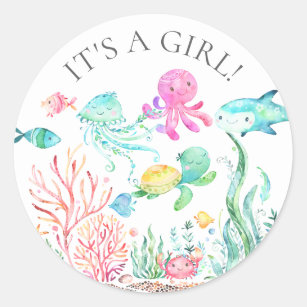 Unter dem Meer ist es ein Girl-Gefallen-Sticker Runder Aufkleber