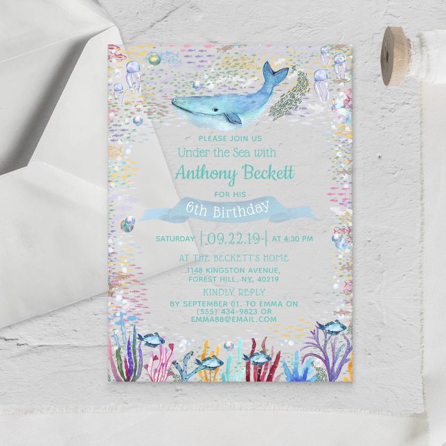 Unter dem Meer jeden Geburtstag Acryleinladungen (Von Creator hochgeladen)