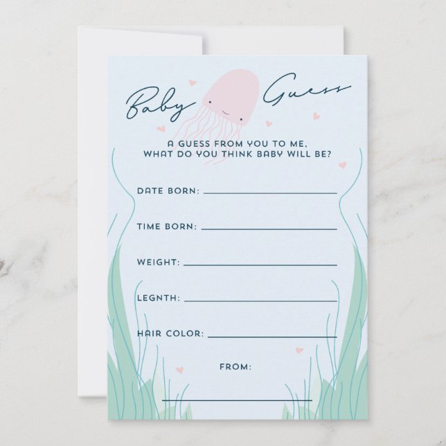 Unter dem Meer Jellyfish Baby Guess Einladung (Vorderseite)