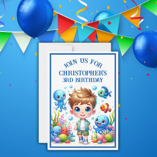 Unter dem Meer Junge Geburtstag | Einladung