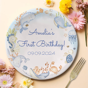 Unter dem Meer Leben am 1. Geburtstag Party Pappteller