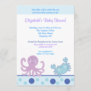 Unter dem Meer Lila Krabben- und Krabbeneinladung Einladung