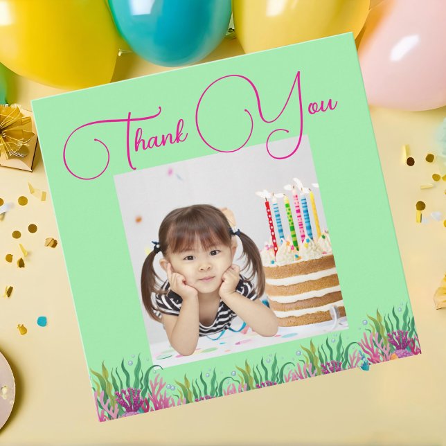 Unter dem Meer Magische Meerjungfrau Mädchen Foto  Dankeskarte (Von Creator hochgeladen)