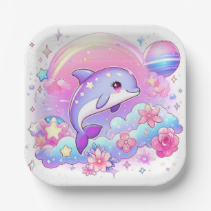 Unter dem Meer majestätische Dolphin-Babydusche Pappteller