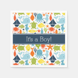 Unter dem Meer, Meereslebewesen, nautische Serviette