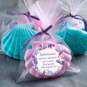 Unter dem Meer Meerjungfrau Babyparty Lila Türkis Runder Aufkleber