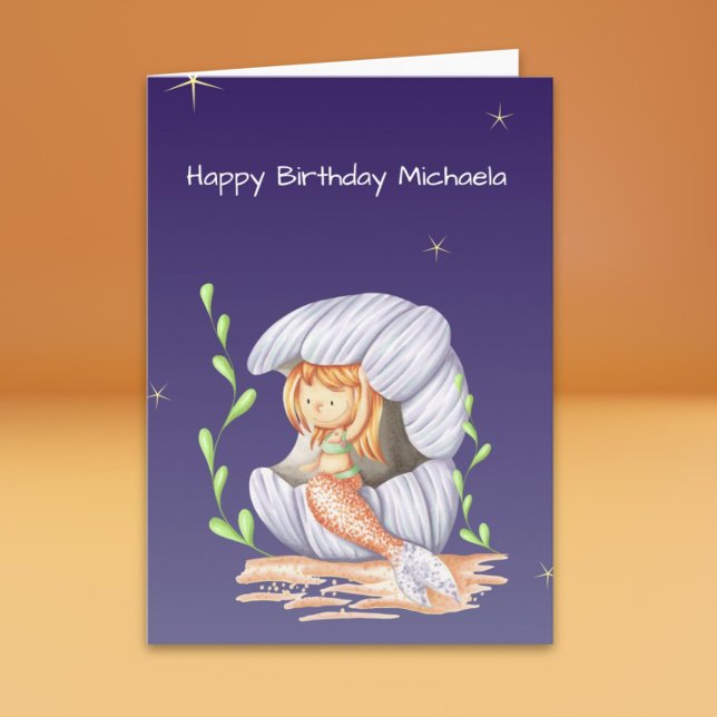 Unter dem Meer Meerjungfrau Mädchen glücklich Gebu Karte (Under the Sea Mermaid Girl Happy Birthday Card)