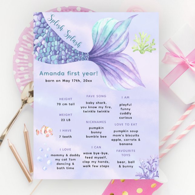 Unter dem Meer Meerjungfrau Meilenstein Geburtstag Poster (Von Creator hochgeladen)