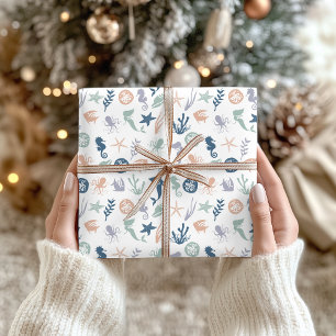 Unter dem Meer Meerjungfrau Seepferdchen Seestern Geschenkpapier